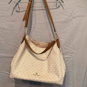 Michael Kors Signature MK Logo Shoulder Bag – Vanilla/Tan – Dust Bag Included